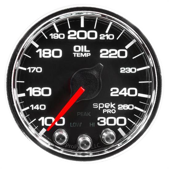 Auto Meter P32231 Spek-Pro Oil Temp Gauge, 2-1/16, 100-300 Deg., Domed