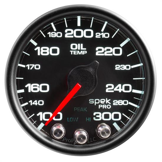 Auto Meter P32232 Spek-Pro Oil Temp Gauge, 2-1/16, 100-300 Deg., Domed