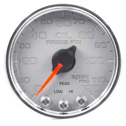 Auto Meter P32521 Spek-Pro Oil Pressure Gauge, 2-1/16, 0-120 PSI, Domed