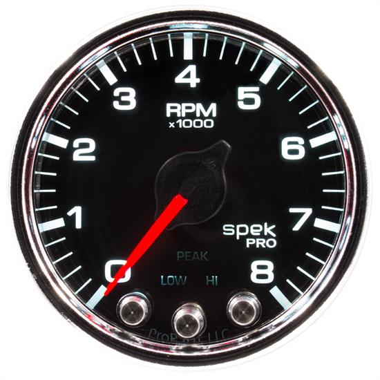 Auto Meter P33431 Spek-Pro Tachometer, 2-1/16, 0-8,000 RPM, Domed Lens