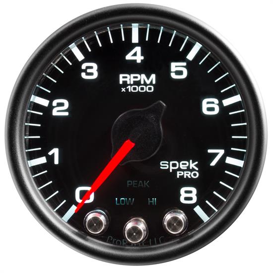 Auto Meter P33432 Spek-Pro Tachometer, 2-1/16, 0-8,000 RPM, Domed Lens