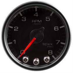 Auto Meter P33432 Spek-Pro Tachometer, 2-1/16, 0-8,000 RPM, Domed Lens
