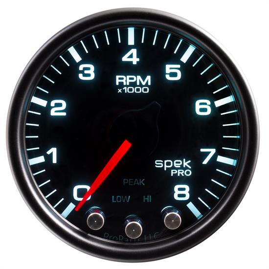 Auto Meter P33452 Spek-Pro Tachometer, 2-1/16, 0-8,000 RPM, Domed Lens