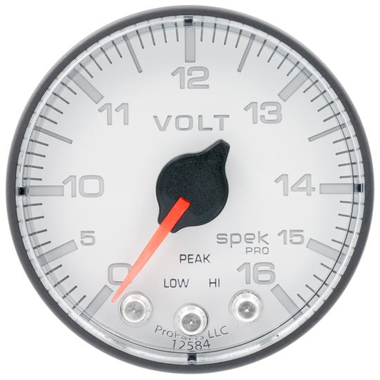 Auto Meter P344128 Spek-Pro Voltmeter, 2-1/16, 0-16V, Flat Lens