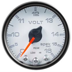 Auto Meter P34412 Spek-Pro Voltmeter, 2-1/16, 0-16V, Domed Lens