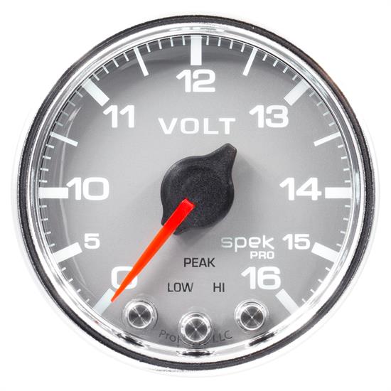 Auto Meter P34421 Spek-Pro Voltmeter, 2-1/16, 0-16V, Domed Lens