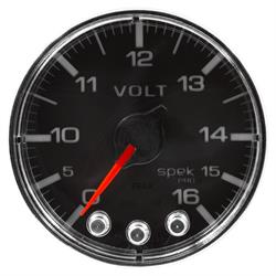 Auto Meter P344318 Spek-Pro Voltmeter, 2-1/16, 0-16V, Flat Lens