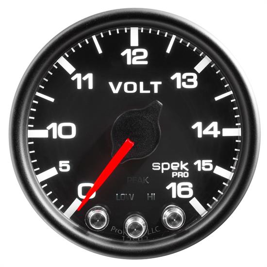 Auto Meter P34432 Spek-Pro Voltmeter, 2-1/16, 0-16V, Domed Lens