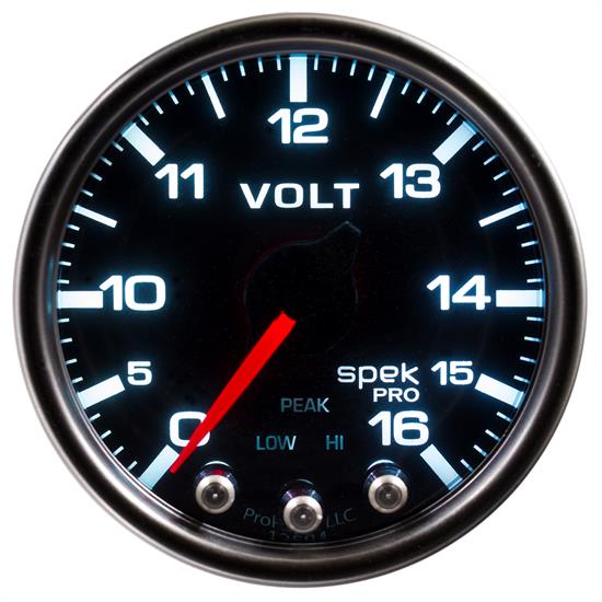 Auto Meter P34452 Spek-Pro Voltmeter, 2-1/16, 0-16V, Domed Lens