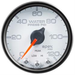 Auto Meter P34512 Spek-Pro Water Press. Gauge, 2-1/16, 0-120 PSI, Domed