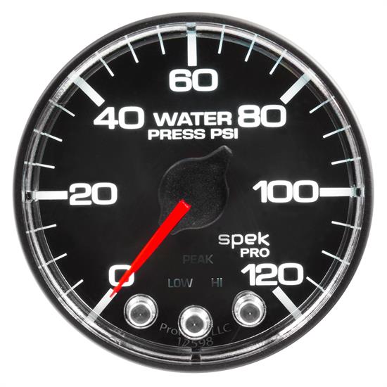 Auto Meter P345318 Spek-Pro Water Press. Gauge, 2-1/16, 0-120 PSI, Flat