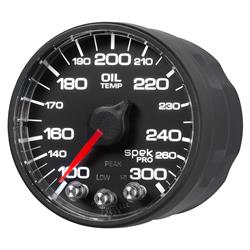 Auto Meter P52232 Spek-Pro Oil Temp Gauge, 2-1/16, 100-300 Deg., Domed