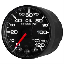 Auto Meter P525328 Spek-Pro Oil Pressure Gauge, 2-1/16, 0-120 PSI, Flat