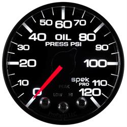 Auto Meter P525328 Spek-Pro Oil Pressure Gauge, 2-1/16, 0-120 PSI, Flat