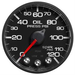 Auto Meter P525328 Spek-Pro Oil Pressure Gauge, 2-1/16, 0-120 PSI, Flat