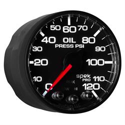 Auto Meter P525328 Spek-Pro Oil Pressure Gauge, 2-1/16, 0-120 PSI, Flat