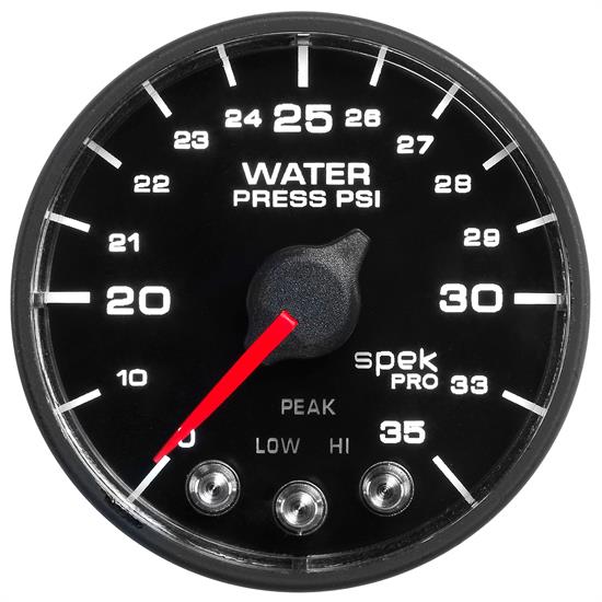 Auto Meter P543328-N1 Spek-Pro Water Press. Gauge, 2-1/16, 0-35 PSI,