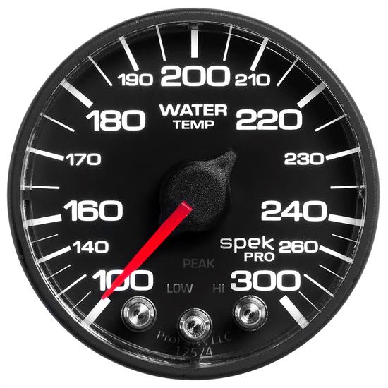 Auto Meter P546328 Spek-Pro Water Temp Gauge, 2-1/16, 100-300 Deg., Flat