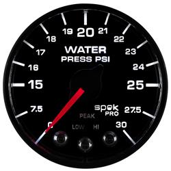 Auto Meter P550328-N1 Spek-Pro Water Press. Gauge, 2-1/16, 0-30 PSI,