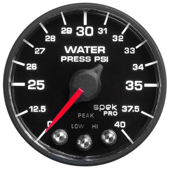 Auto Meter P551328-N1 Spek-Pro Water Press. Gauge, 2-1/16, 0-40 PSI,