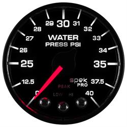 Auto Meter P551328-N1 Spek-Pro Water Press. Gauge, 2-1/16, 0-40 PSI,