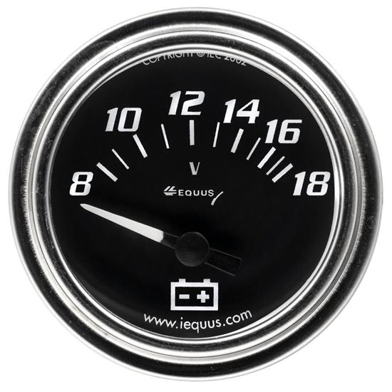 Equus E7268 7000 Series 2 Inch Electic Chrome Volt Gauge, 8-18V