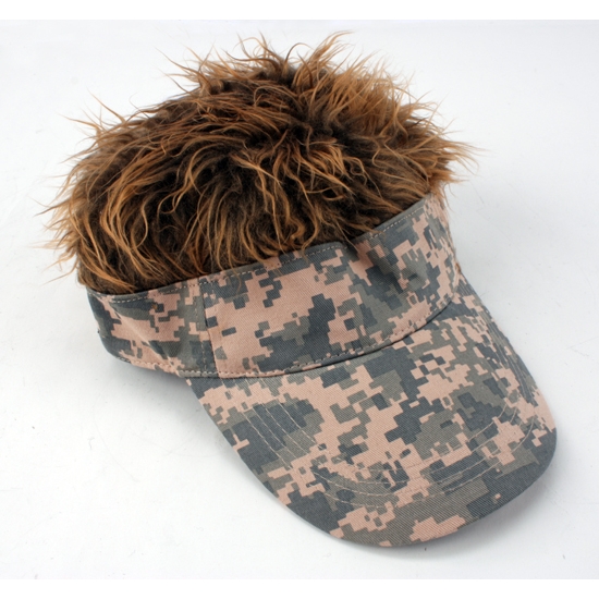FlairHair Visor, Camo w/ Brown Hair