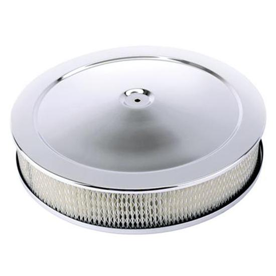 Chrome Deep Dish Performance Air Cleaner, 14 x 3 Inch, 4 Barrel Carb.