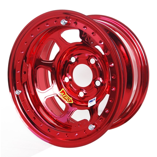 Aero 53-984510RED 53 Series 15x8 Wheel, BL, 5 on 4-1/2, 1 Inch BS IMCA