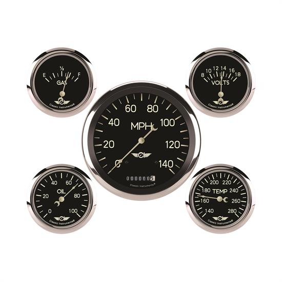 Classic Instruments CL954SRC Classic Series Five Gauge Set, 4-5/8