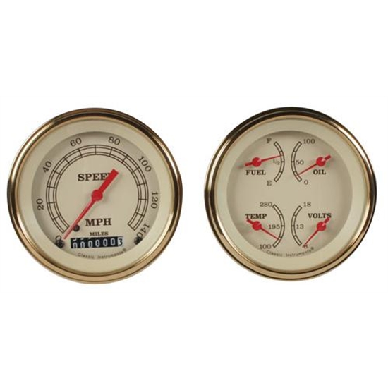 Classic Instruments VT02GLF Vintage Series Quad Gauges, 3-3/8 Dia.