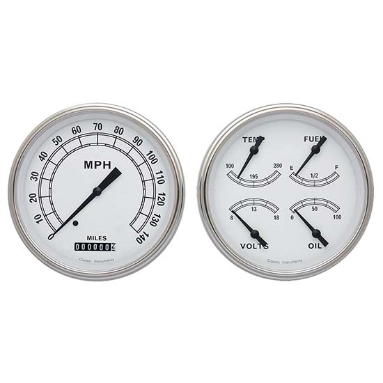 Classic Instruments CT47CW52 Pickup Gauge Sets, 47-53 GM, White