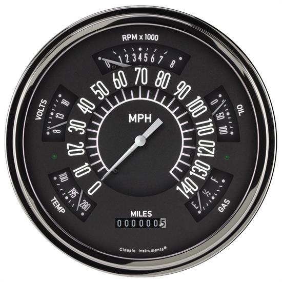 Classic Instruments Six Pack Gauge, 1949-50 Ford