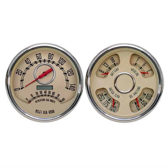 New Vintage USA 37215-02 2 Gauge Kit Woodward Series 4 3/8" Beige