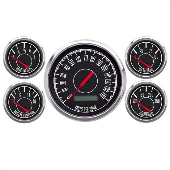 New Vintage USA 67518-01 5 Gauge Kit 1967 Series 3 3/8" Black