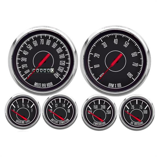 New Vintage USA 67609-01 6 Gauge Kit 1967 Series 3 3/8" Black