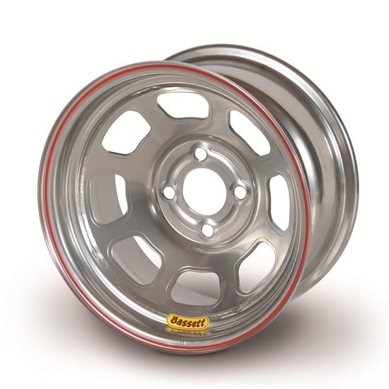 Bassett 47SH3S 14X7 D-Hole 4 on 100mm 3 Inch Backspace Silver Wheel