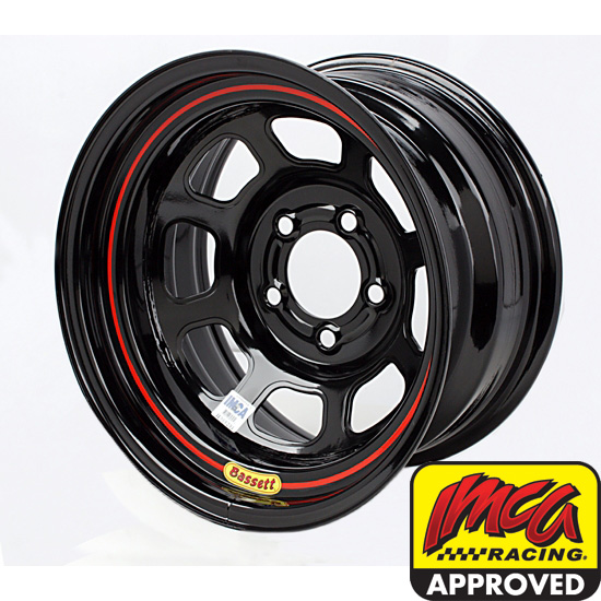 Bassett D-Hole IMCA Approved 15 Inch Wheel, 15x8, 5 on 4-3/4, Black