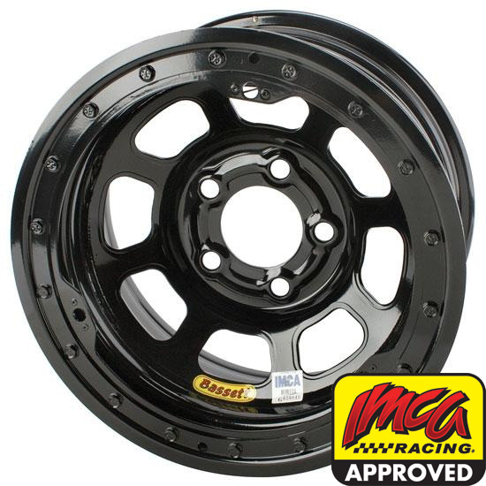 Bassett D-Hole IMCA 15 Inch Wheels, 15 x 8, 5 on 4-3/4, Beadlock, Black