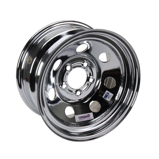Speedway IMCA Approved Chrome Wheel, 15x8, 5 on 5 Inch, Non Beadlock