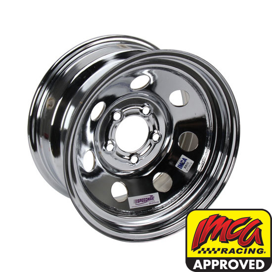 Speedway IMCA Approved Chrome Wheel, 15x8, 5 on 5 Inch, Non Beadlock Speedway IMCA Approved Chrome Wheel, 15x8, 5 on 5 Inch, Non Beadlock