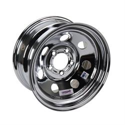 Speedway IMCA Approved 15 Inch Chrome Wheel, 15x8, 5 on 4-1/2, No Beadlock