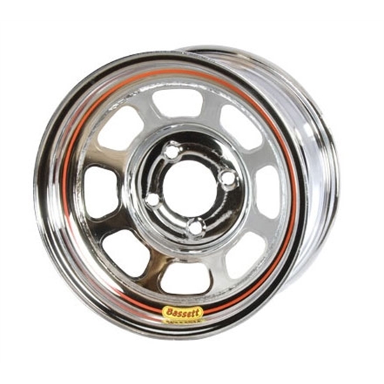Bassett 57RT3C 15X7 Dot D-Hole 4 on 4.5 3 Inch Backspace Chrome Wheel