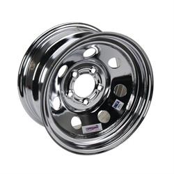 Speedway IMCA Approved 15 Inch Chrome Wheel, 15x8, 5 on 4-3/4, No Beadlock