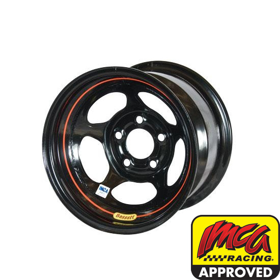 Bassett 58A53I 15X8 Inertia 5 on 5 3 Inch Backspace IMCA Black Wheel