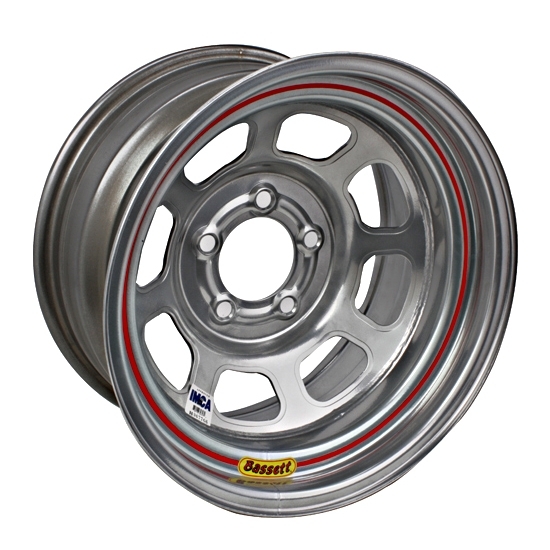 Bassett 58D515IS 15X8 D-Hole 5 on 5 1.5 In Backspace IMCA Silver Wheel