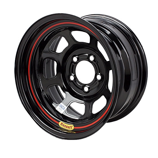 Bassett 58DC2RB 15X8 D-Hole 5on4.75 2 Inch BS Black Reverse Bell Wheel