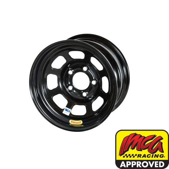 Bassett 58DF1I 15X8 D-Hole 5 on 4.5 1 Inch Backspace IMCA Black Wheel