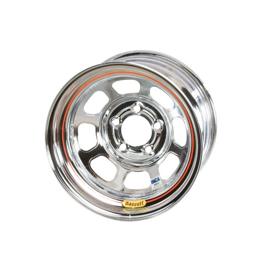 Bassett 58DF2IC 15X8 D-Hole 5x4.5 2 In Bckspc IMCA Chrome Wheel
