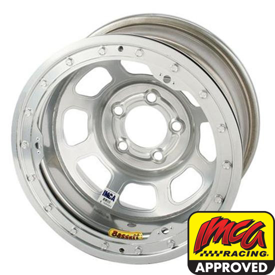 Bassett 58DF2ISL 15X8 D-Hole 5on4.5 2 In BS IMCA Silver Beadlock Wheel